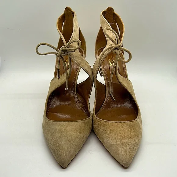 Aquazzura Firenze Beautiful Tan Suede Stiletto Heel Shoes *Sz 36/US Sz 6* 🔥🔥 - Picture 2 of 7